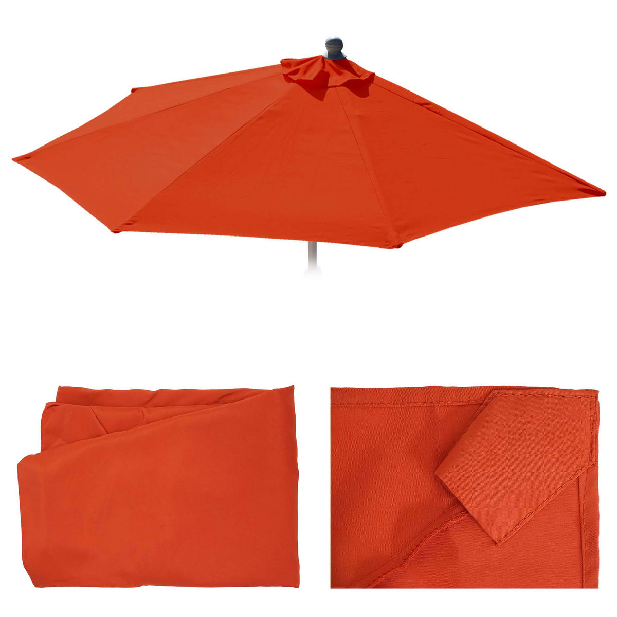 ERSATZ-BEZUG SONNENSCHIRM HALBRUND Orange - Orange, Textil (285/145cm) - MCW
