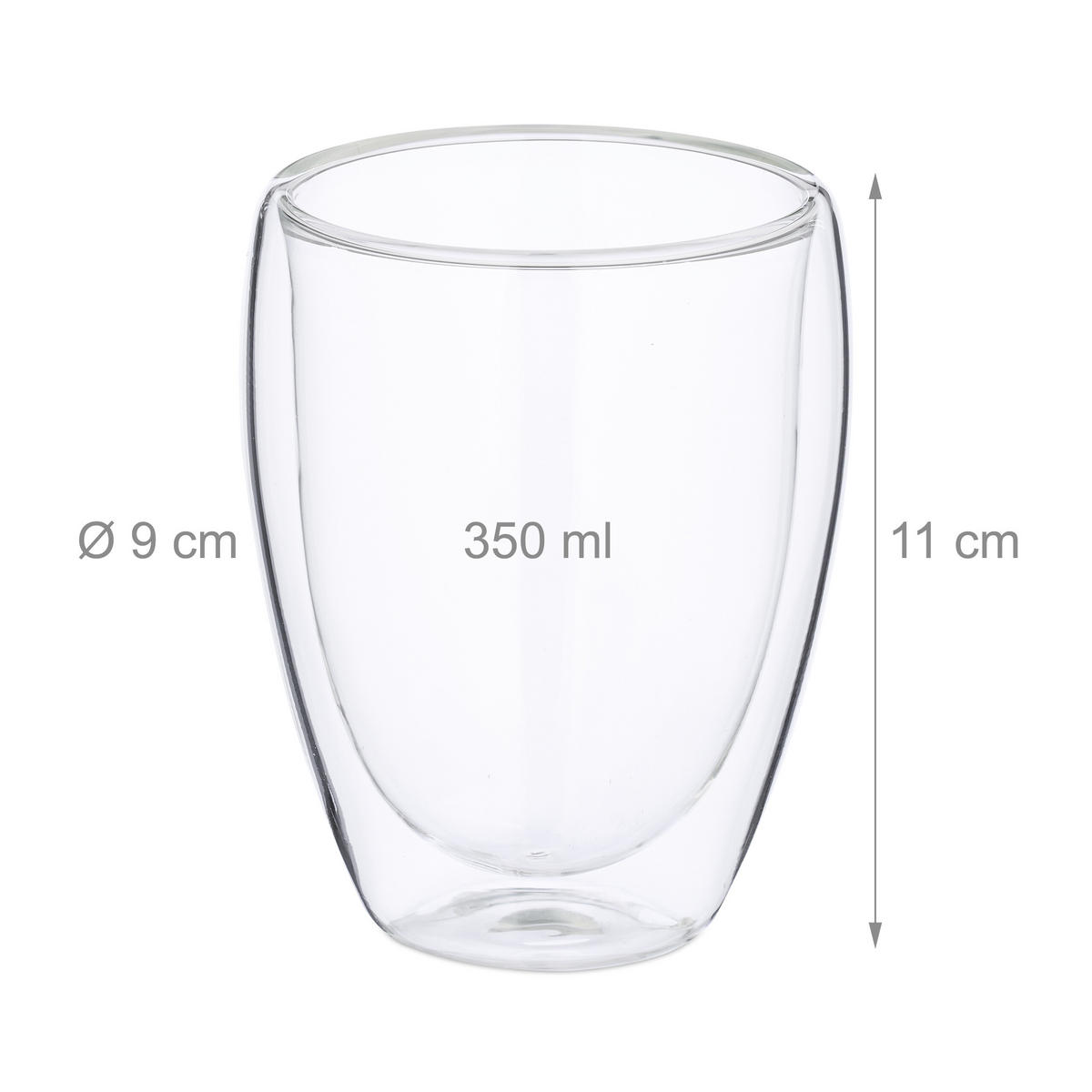 LATTE Macchiato Gläser - Transparent, Glas/Metall (9/11/9cm) - Relaxdays