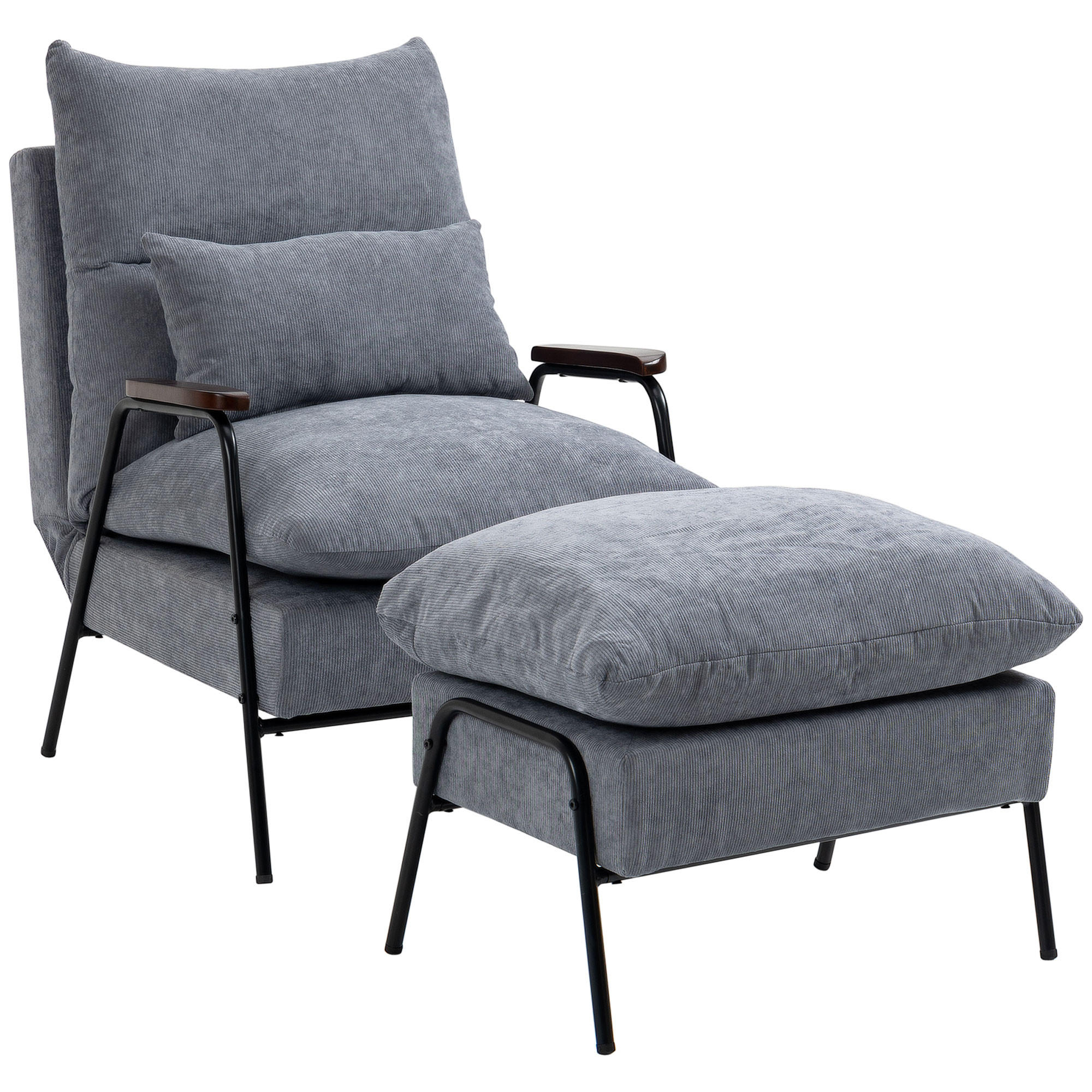 RELAXSESSELSET Hellgrau - Hellgrau, Metall (91.5/88/68cm) - HOMCOM