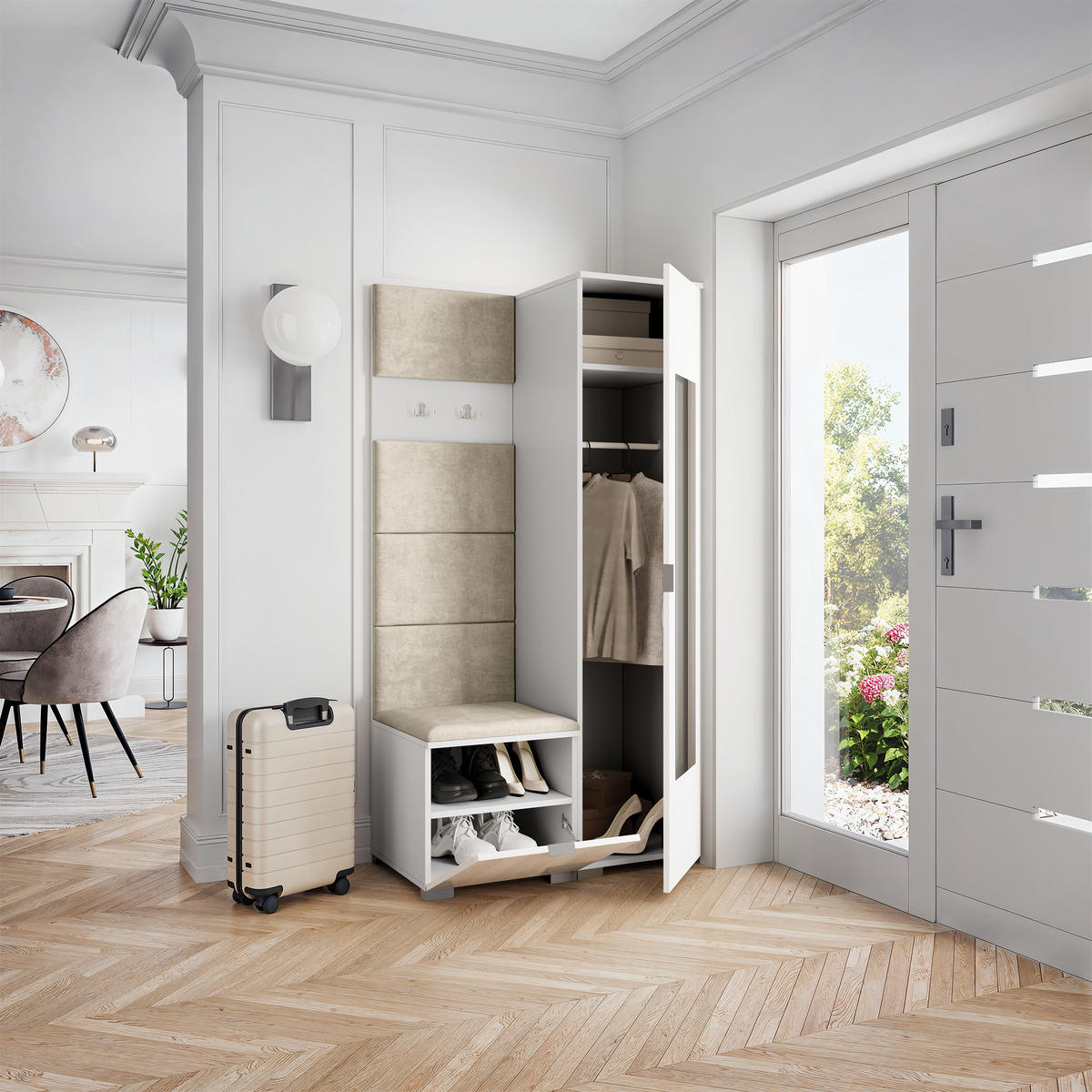 GARDEROBENSCHRANK VIRA 95/181/51 cm Modern Weiß - Weiß, Holzwerkstoff (95/181/51cm) - MASSENO