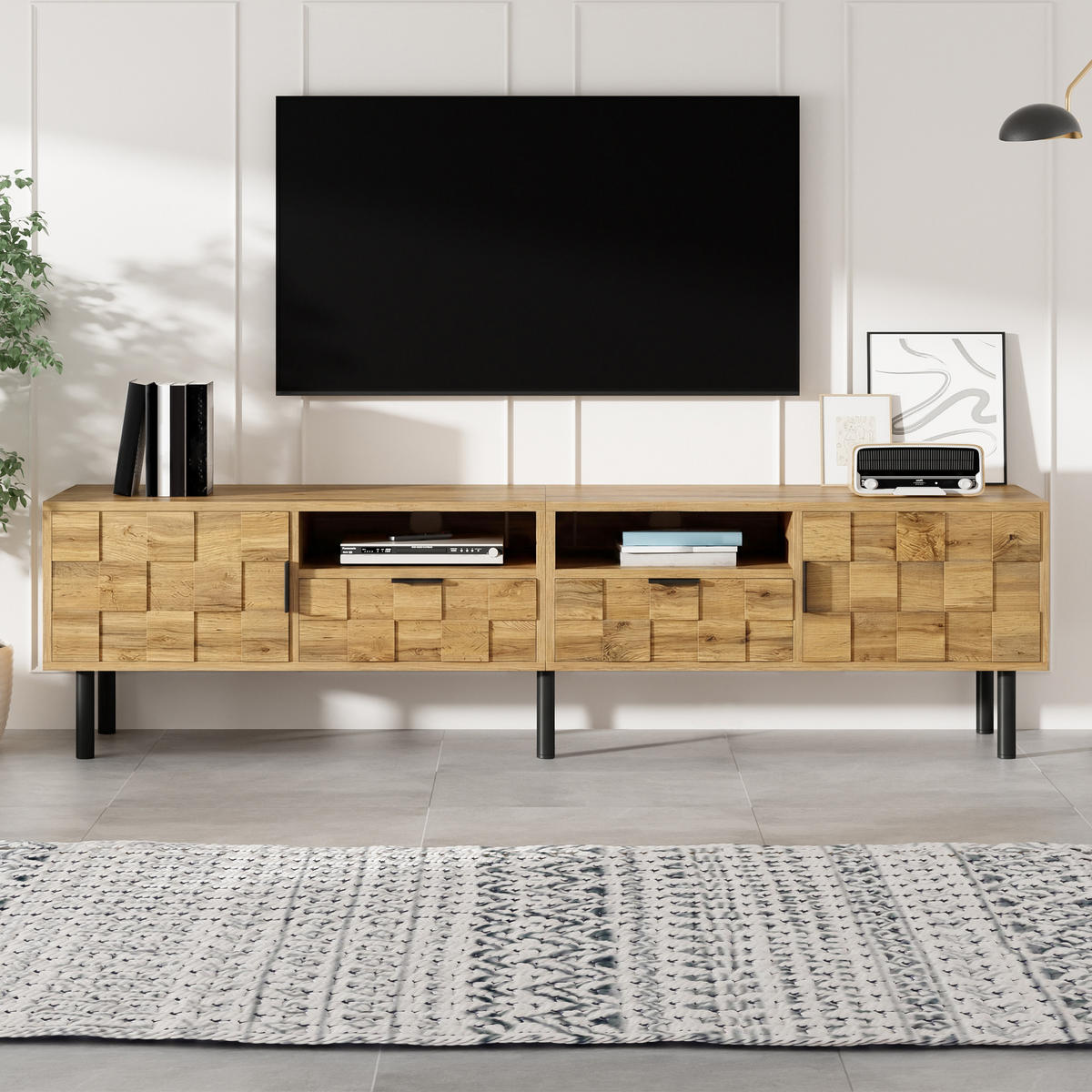 TV-ELEMENT 160/35/42.5 cm Natürlich mit 2 Schublade - Ahornfarben, Holz (160/42.5/35cm) - Oxeza
