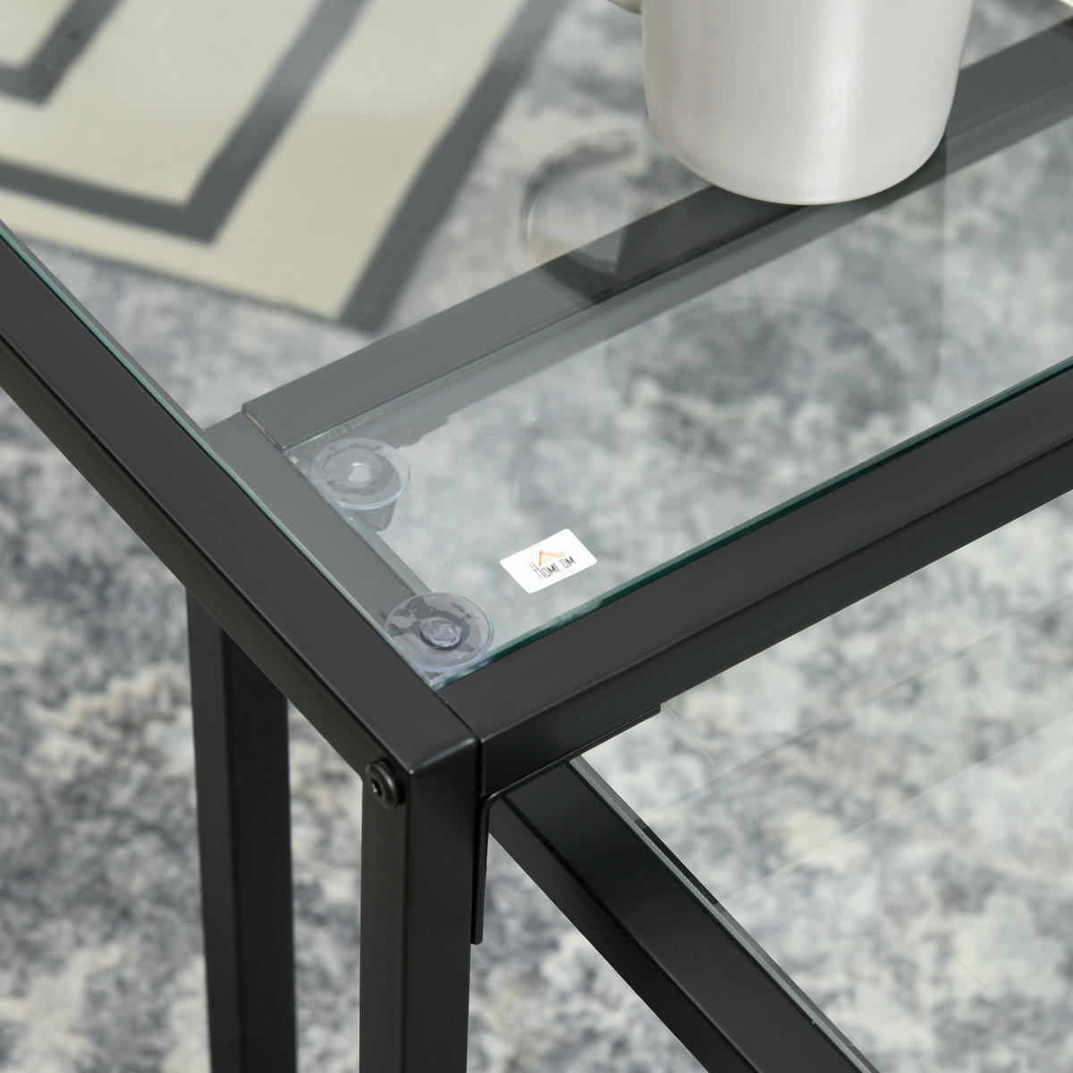 COUCHTISCH-SET, Glas, Stahl, Transparent - Transparent, Glas/Metall (119/56/44.5cm) - HOMCOM