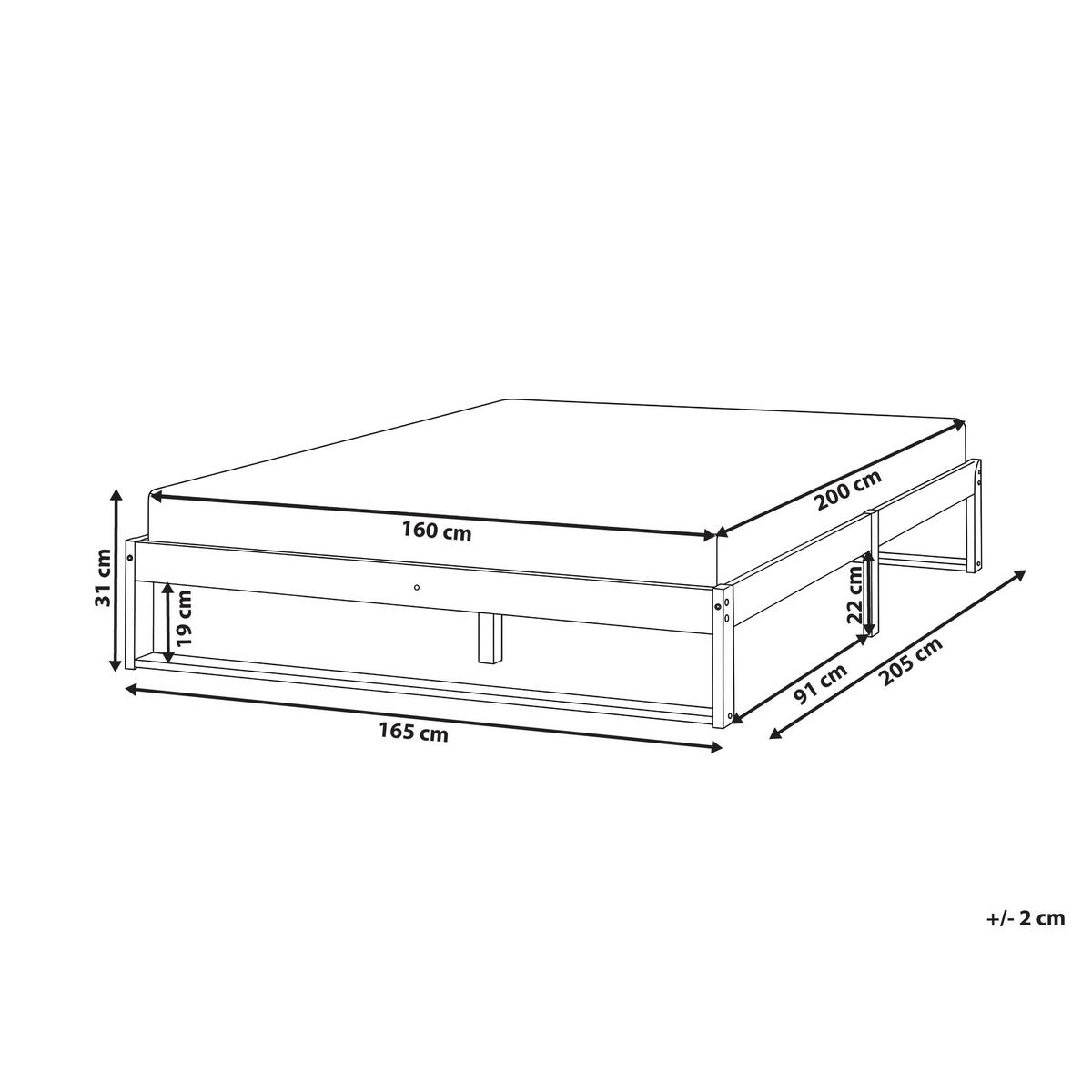 BETT ohne Kopfteil 160/200 Kiefernholz Hellbraun Talairan - Hellbraun/Braun, Holz (160/200cm) - Beliani
