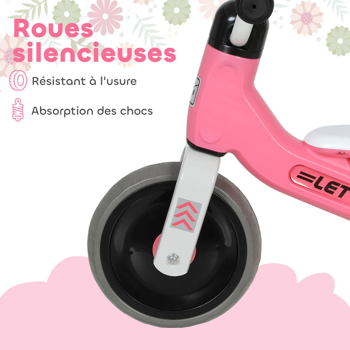 DREIRAD DE-18558 3 leise Rollen Rosa - Pink, Metall (69/40/49cm) - ComfortXL