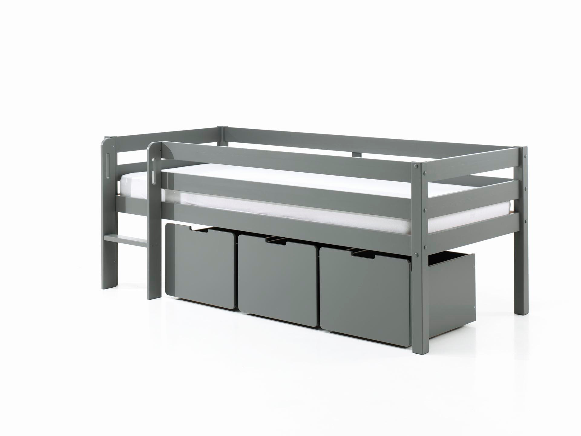 KOJENBETT Karolina 208x83x105 aus Massivholz in Grau - Dunkelgrau, Holz (90/200cm) - 58aufmkessel