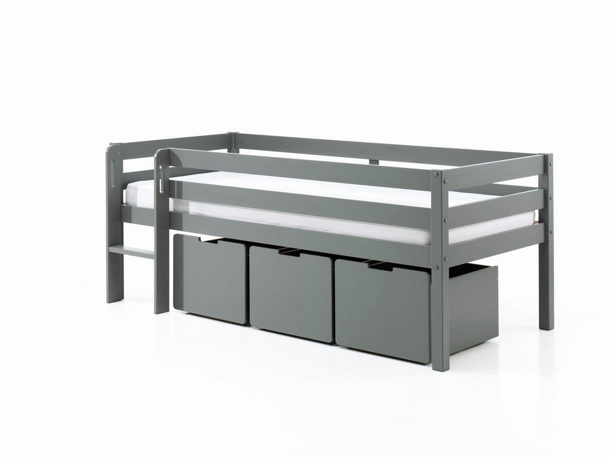 KOJENBETT Karolina 208x83x105 aus Massivholz in Grau - Dunkelgrau, Holz (90/200cm) - 58aufmkessel