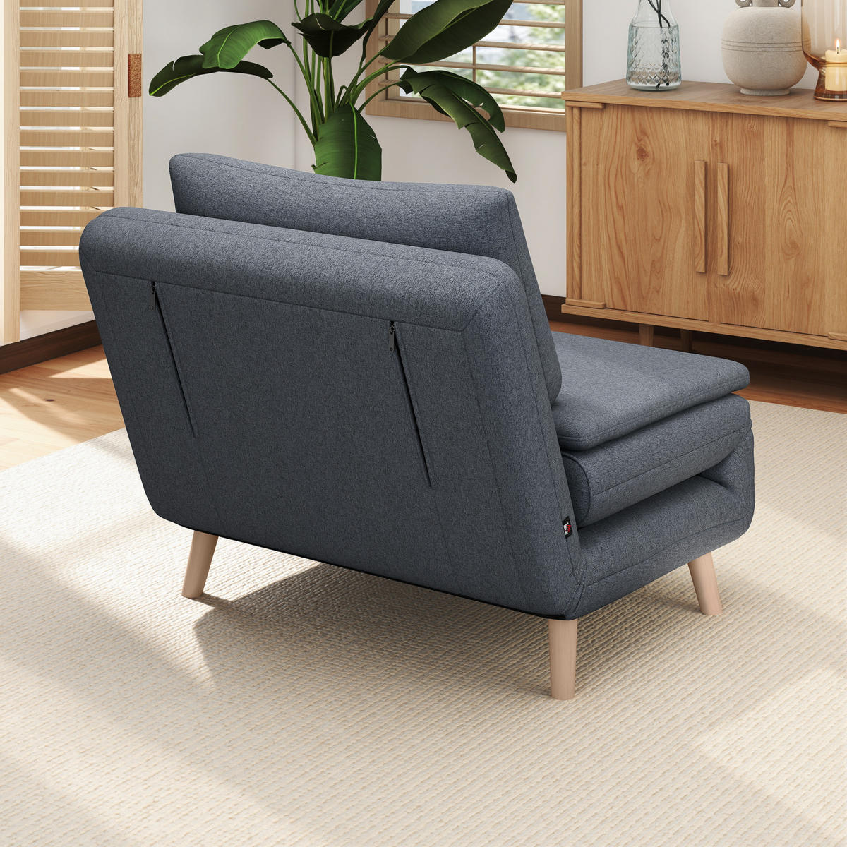 SCHLAFSESSEL 3-in-1 DE-08257 verstellbare Rückenlehne mit Bettfunktion Grau - Grau, Holzwerkstoff (95/80/90cm) - ComfortXL