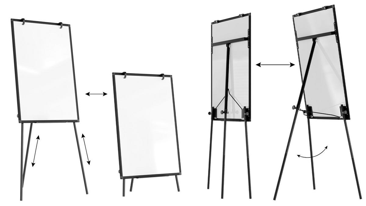 MAGNETISCHES Whiteboard-Flipchart 90x60 cm, Schwarz - Schwarz, Metall (100/70/1.2cm) - ALLboards