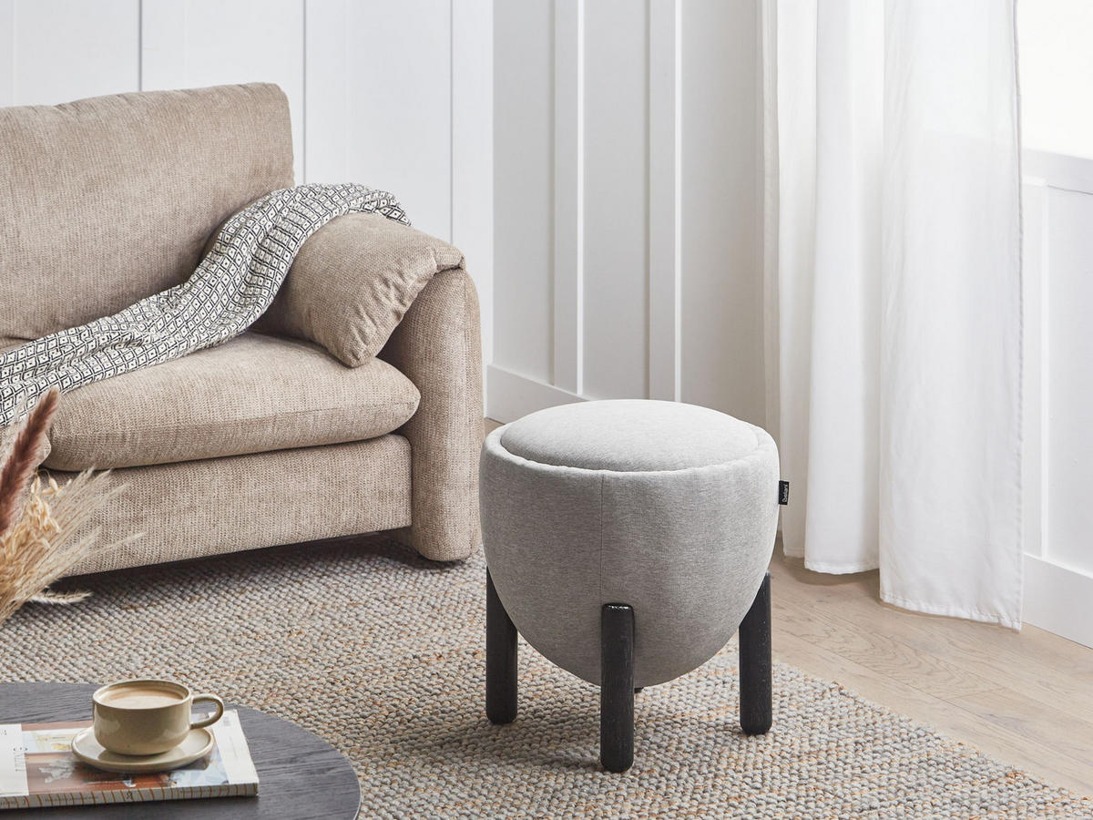 POUF Grau Archie - Schwarz/Grau, Textil (47/48/47cm) - Beliani