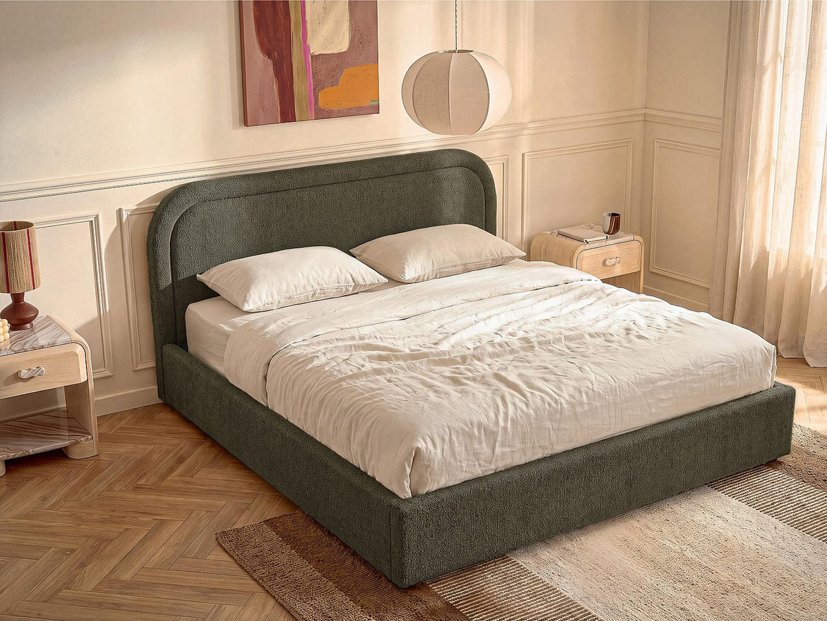 BETT mit Bettkasten - 2 Personen - stoff - grün Fidozia - Grün, Textil (200/200cm) - Vente-Unique