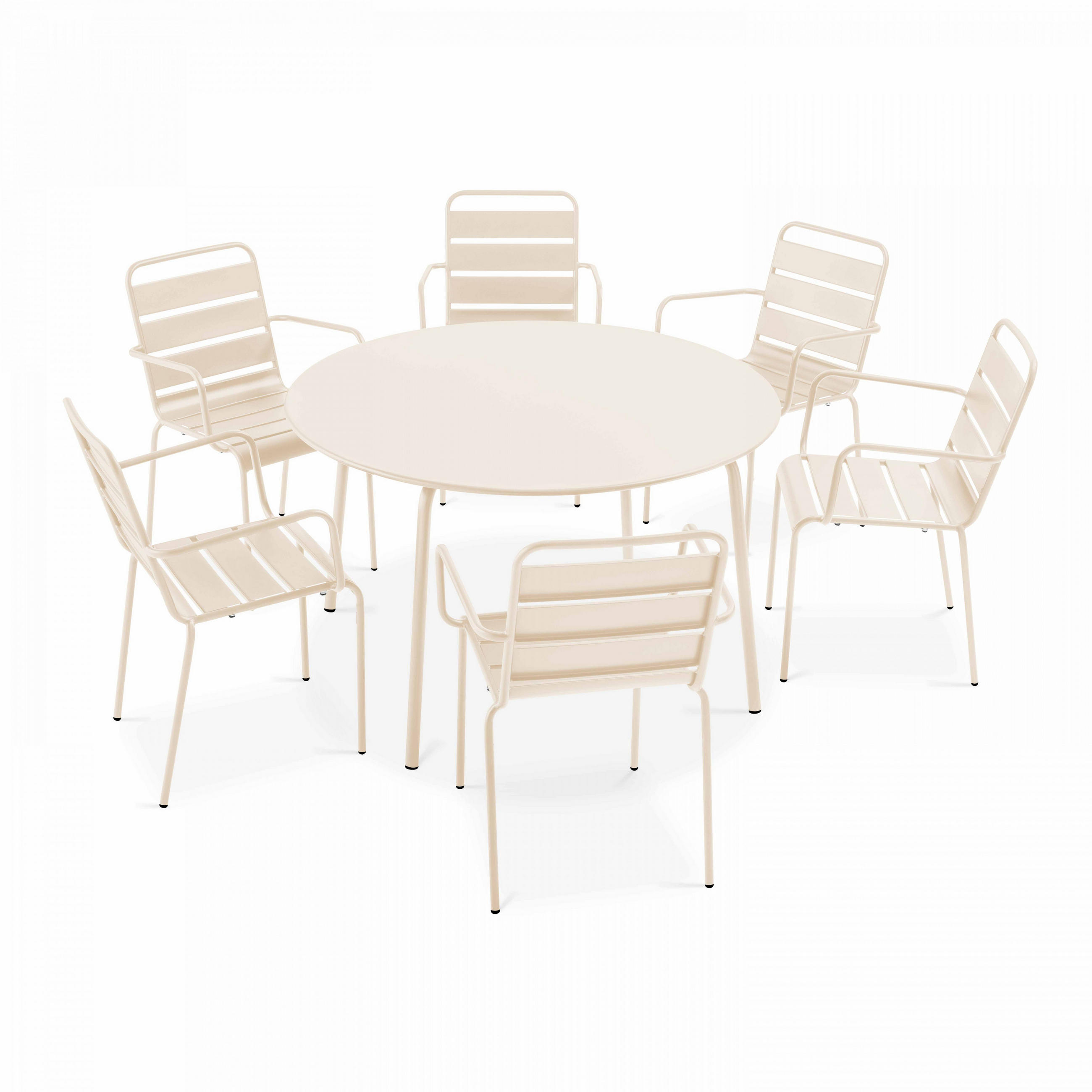 GARTENSET 7-tlg., Elfenbeinfarbe - Creme, Metall - Oviala