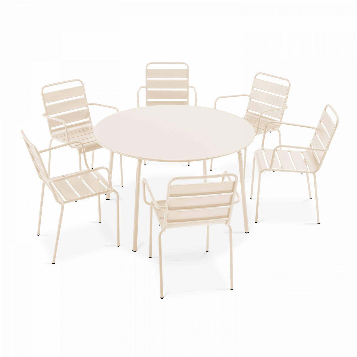 GARTENSET 7-tlg., Elfenbeinfarbe - Creme, Metall - Oviala