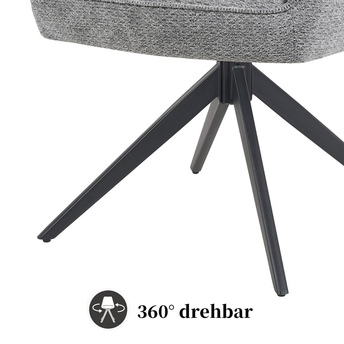 DREHSTUHL Mika-Nils 2er-Set - Dunkelgrau/Schwarz, Textil/Metall (60/87/65cm) - DUBI Möbel