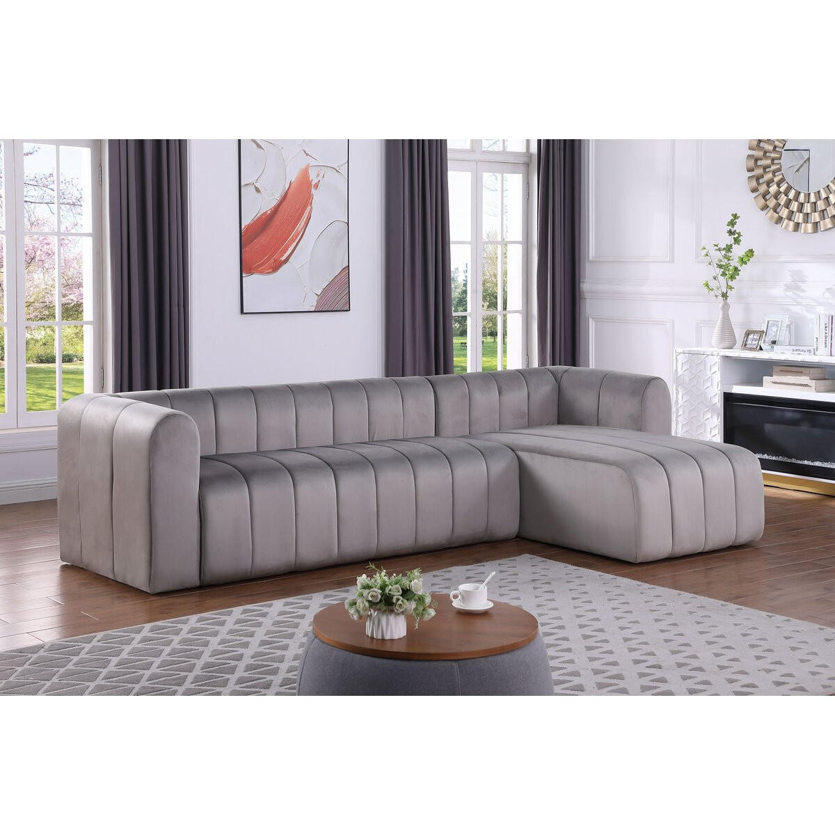 ECKSOFA victor hugo Grau - Grau, Textil (90/301cm) - Habitat Garten