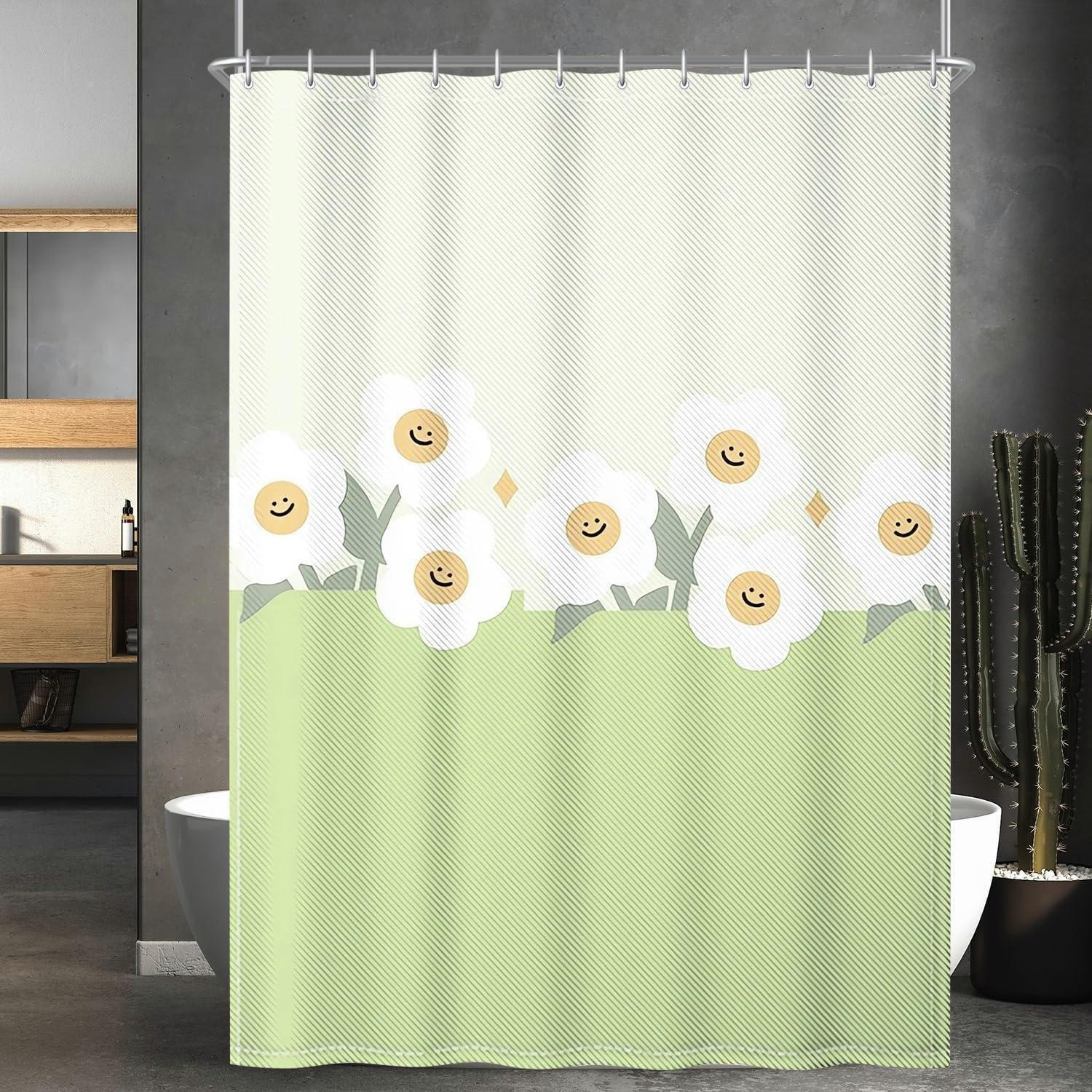 DUSCHVORHANG Grünes Lächeln 120 x 200 cm - Grün, Textil (120/200cm)