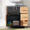 WASCHBECKENUNTERSCHRANK Ilias Anthrazit/Goldkraft Eiche 60.2 x 60.8 cm mit Tür und 3 Schubladen - Honigeiche/Anthrazit, Holzwerkstoff (60/60.8/33cm) - Vicco