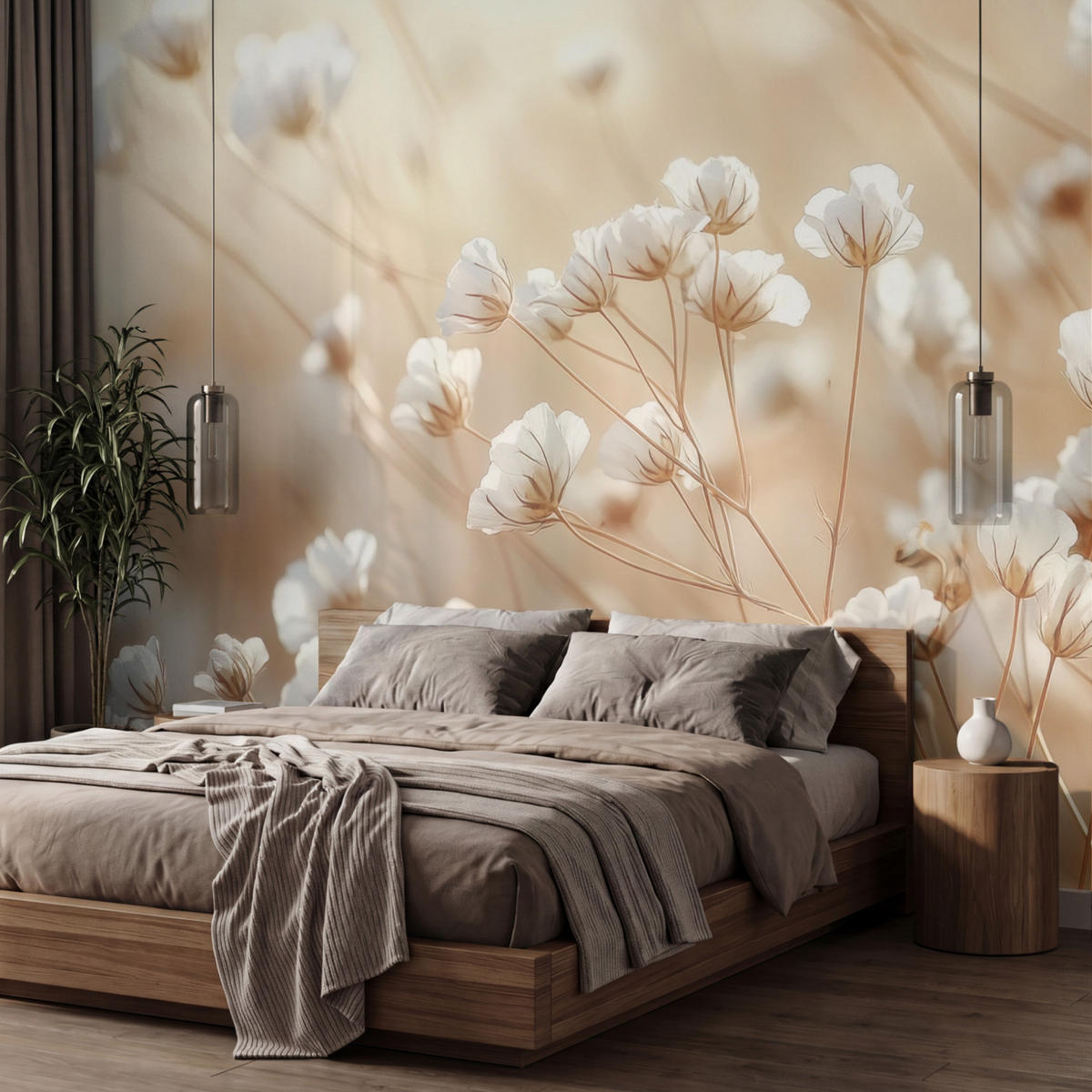 TAPETE - Wild - Blumen - Weiß - 400x280 cm - Creme, Papier (400/280cm) - OnlyWow