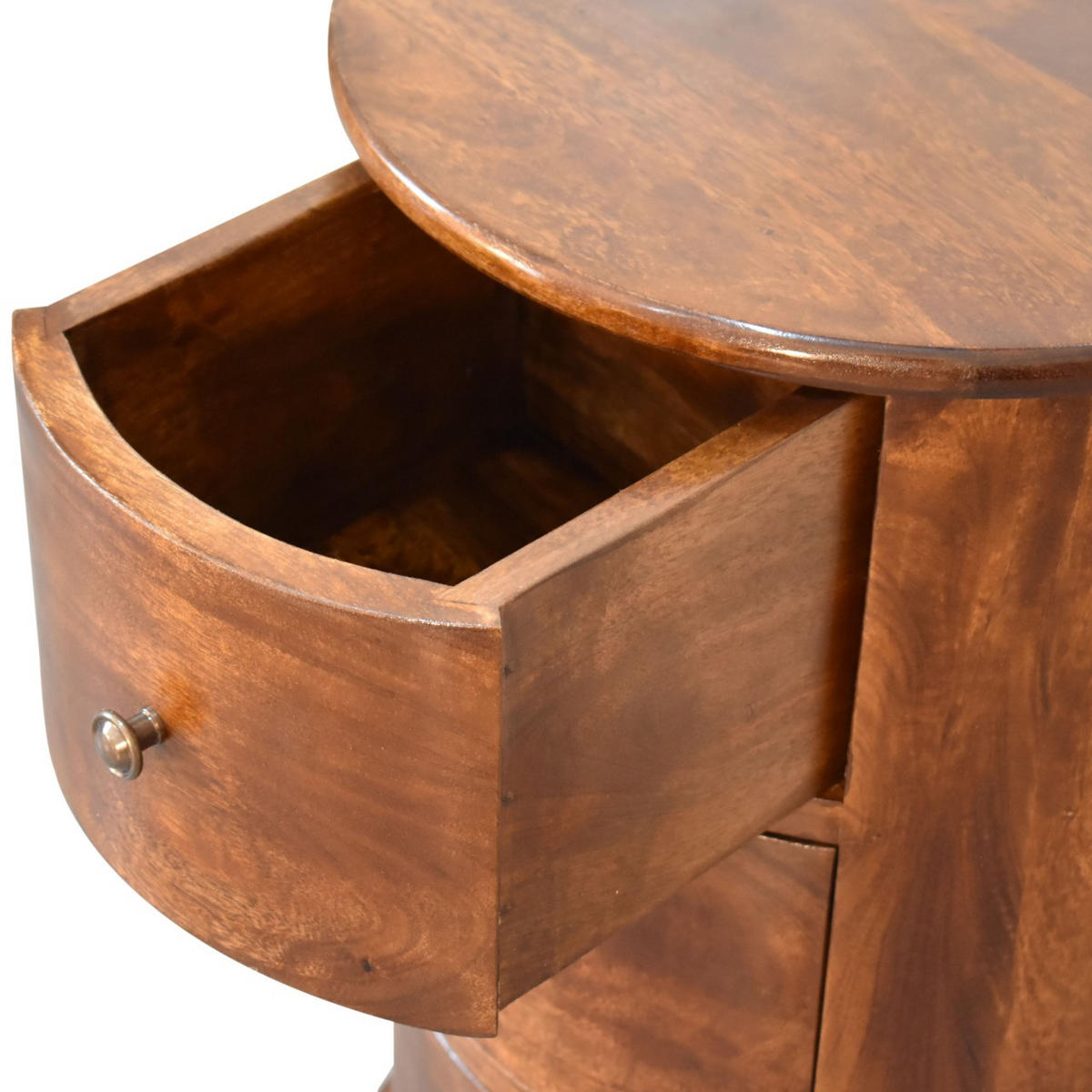 3-SCHUBLADEN-TROMMEL im Kastanienholz-Finish - Kastanienfarben/Messingfarben, Holz/Metall (40/58/40cm) - Artisan Furniture