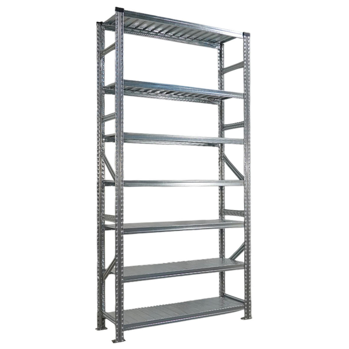 FACHBODENREGAL Proximo Stecksystem 250x480x50cm 7 Ebenen Beidseitig nutzbar Verzinkt - Silberfarben, Metall (480/250/50cm) - PROREGAL