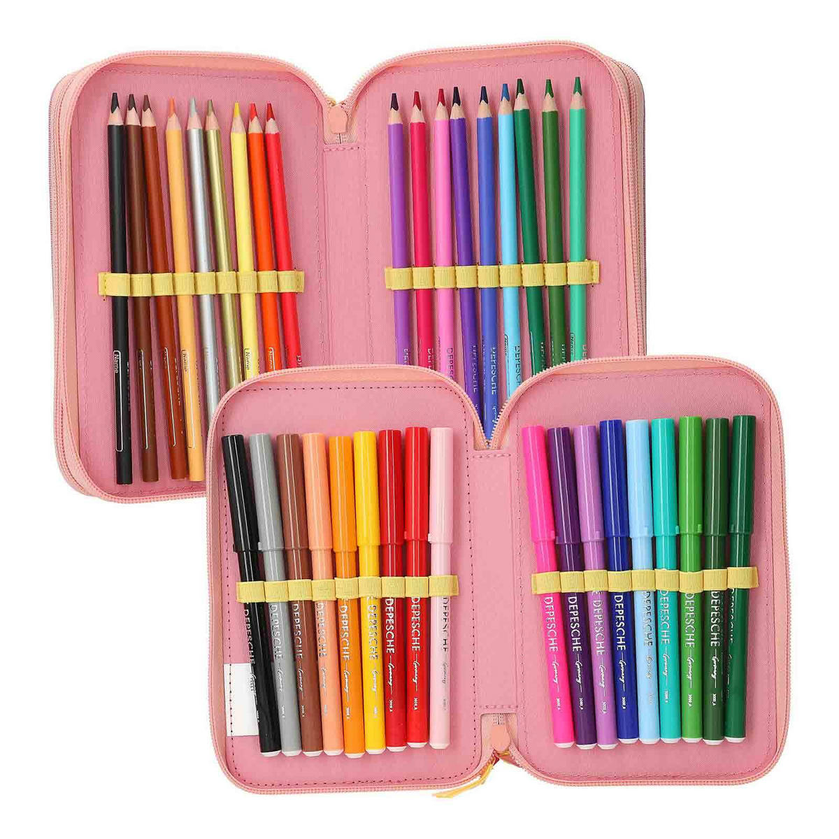 3-FACH FEDERTASCHE JUICY INKL. STIFTE TOPModel altrosa 7,5 x 13 x 20 cm - Altrosa, Kunststoff (13/20/7.5cm) - Depesche Germany