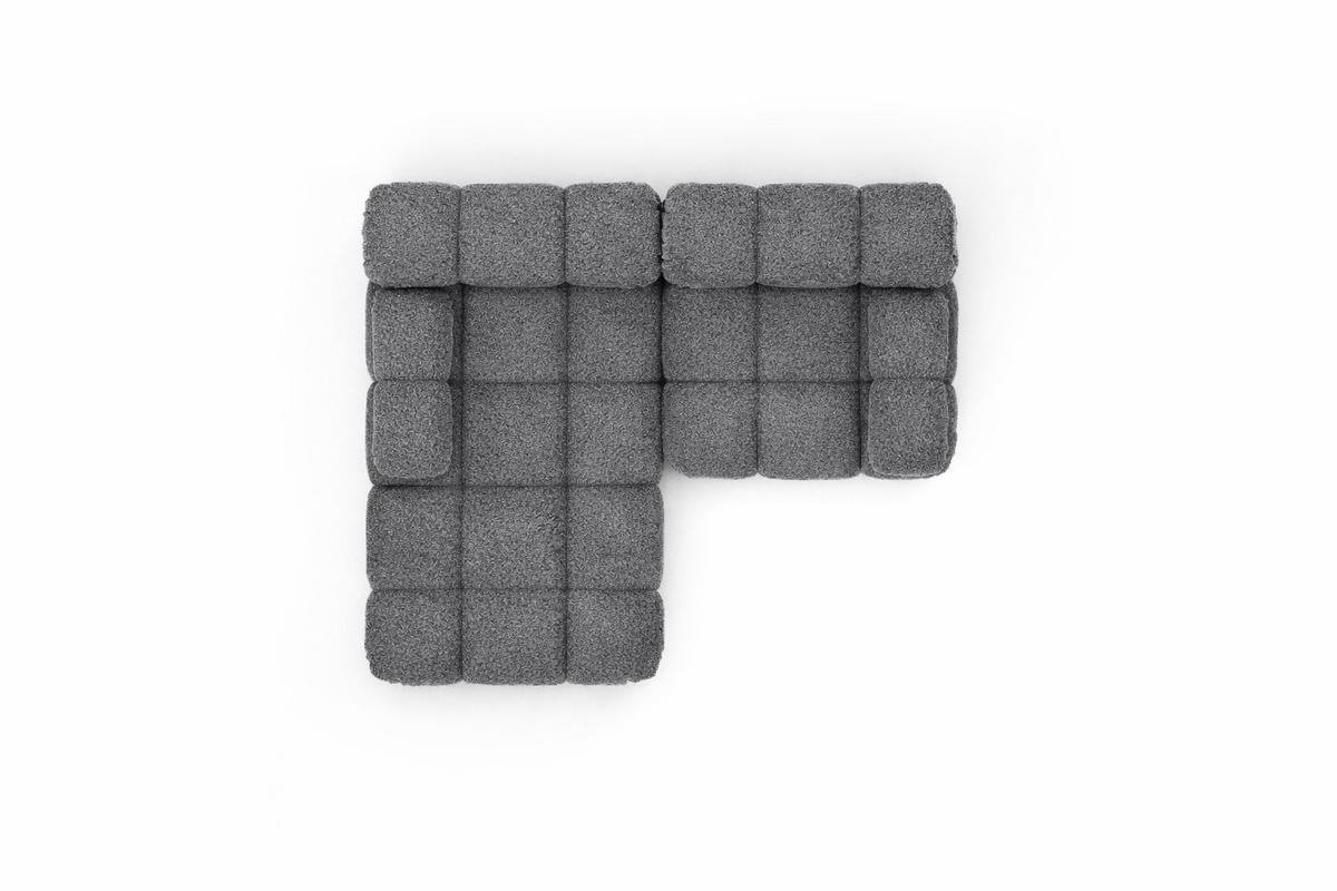 ECKSOFA L-form Mini Modular, Bouclé-Stoff Abriamo, Dunkelgrau, Links, Selia - Dunkelgrau, Holz (190/160cm) - Kaiser Möbel