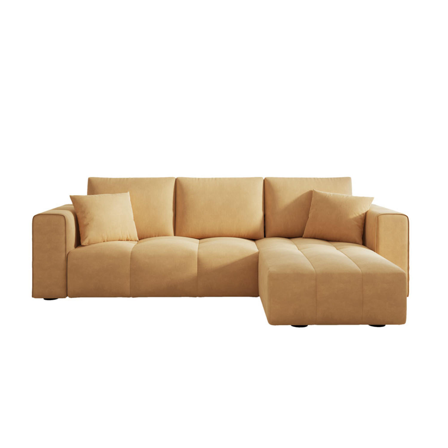 ECKSOFA mit schlaffunktion brighton gelb 4-sitzer samt - Gelb, Holz (250/146cm) - Concept Usine