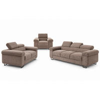 GUSTAW Sitzgarnitur 3+2+1, Schlafsofa 3-Sitzer, Cordbezug Cappuccino - Cappuccino, Textil (225/92/101cm) - KS Home Concept