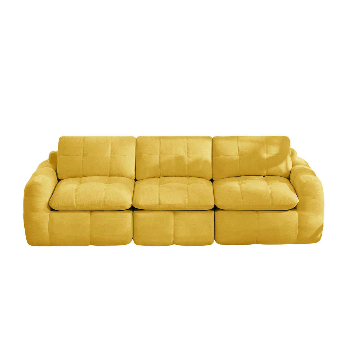 3-SITZER-SOFA DE-34464 Karostepp-Design und 32D-Schaum Gelb - Gelb, Textil (97/68/264cm) - ComfortXL