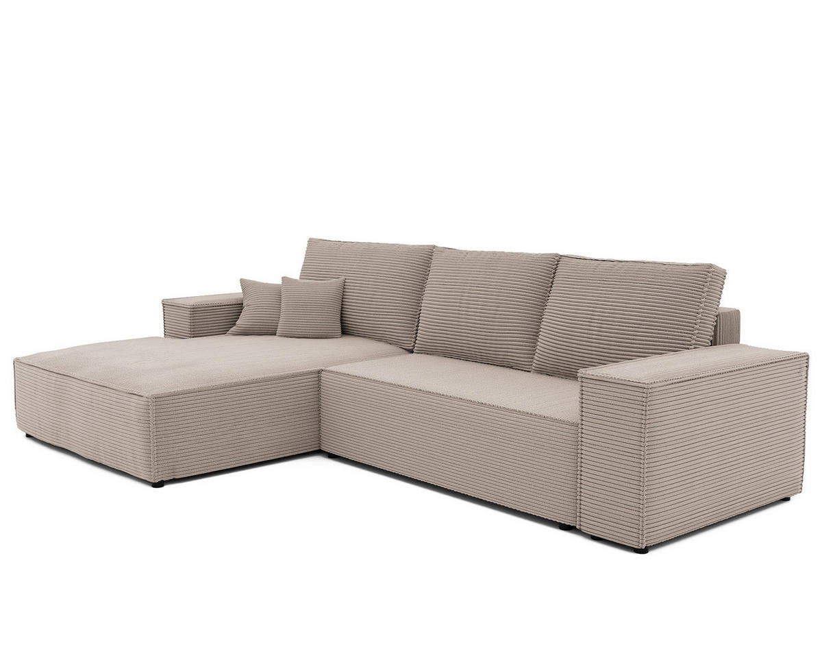 ECKSOFA NOVA mit Schlaffunktion und Bettkasten Cappuccino - Cappuccino, Holzwerkstoff/Kunststoff (250/90cm) - Idohome