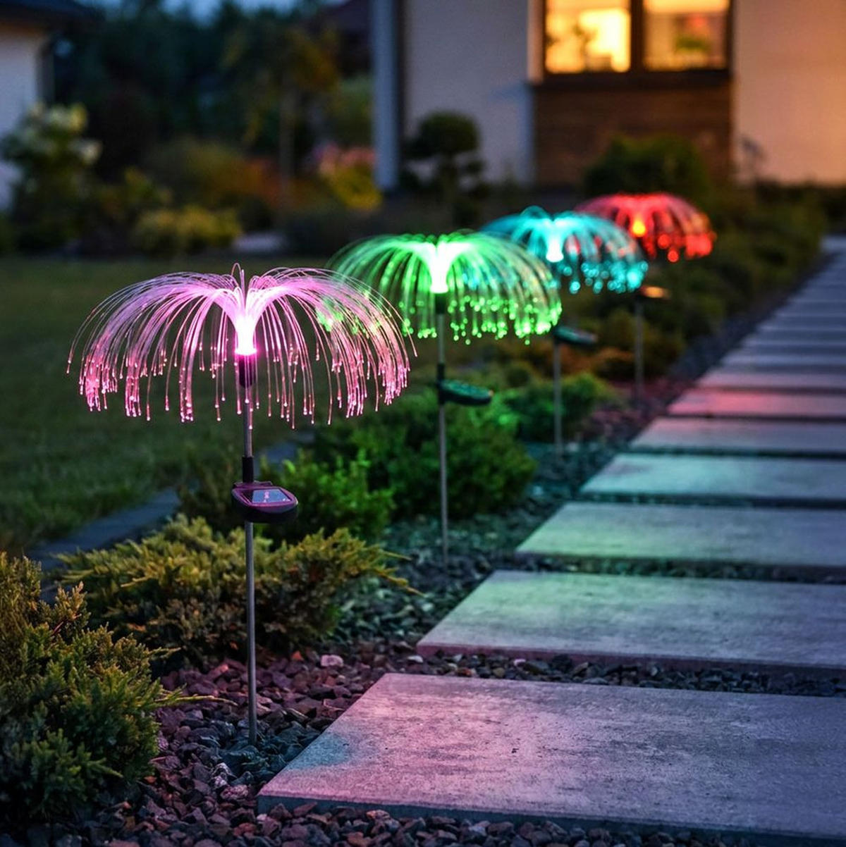 SOLARLEUCHTE, Stecklampe LED, Edelstahl, RGB 4er Set - Schwarz, Metall (26/26/60cm)