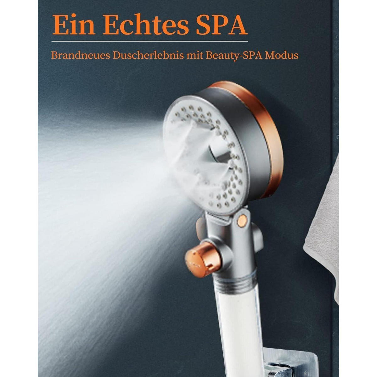 HANDBRAUSE Wassersparend mit 3 Strahlarten und Stoppfunktion - Multicolor, Kunststoff (8/12.7/26cm)
