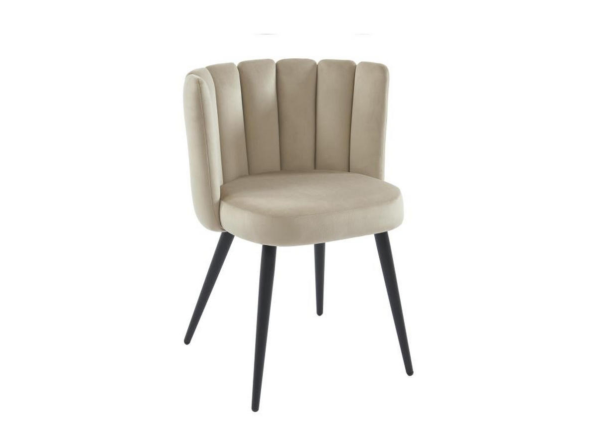 STUHL 2er-Set - Samt & Schwarzes Metall - Beige - PRANILA - Beige, Textil (55/78.5/59cm) - Pascal Morabito