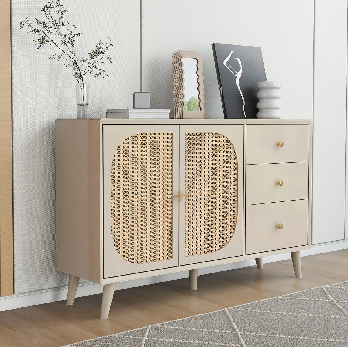 SIDEBOARD 120/40/82,5 cm mit 2 Türen & 3 Schubladen in Offwhite - Weiß, Holzwerkstoff (120/82.5/40cm) - BEAOK