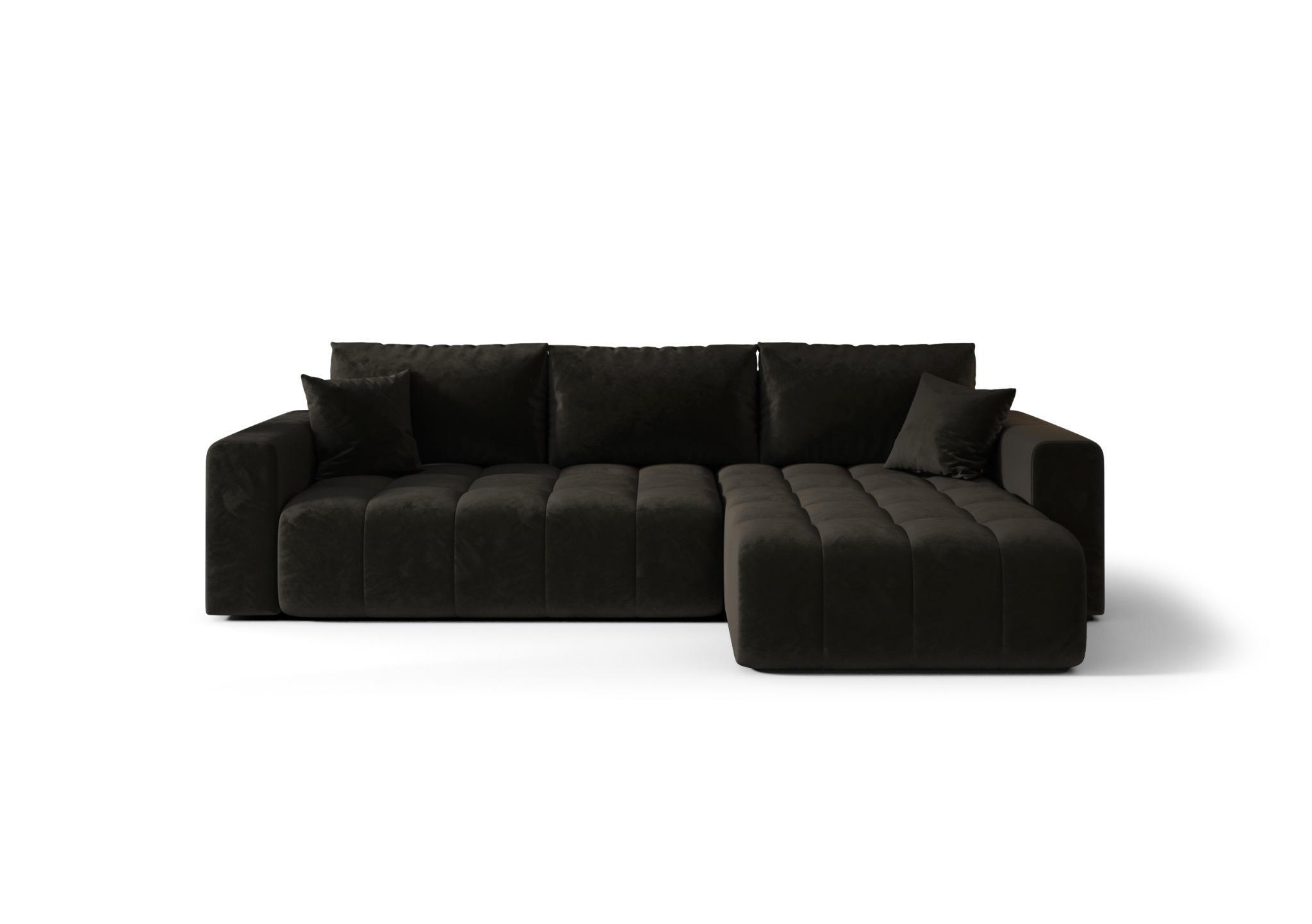 ECKSOFA mit Schlaffunktion MILO R Monolith 95 Rechts - Schwarz, Textil (280/175cm) - Bedante