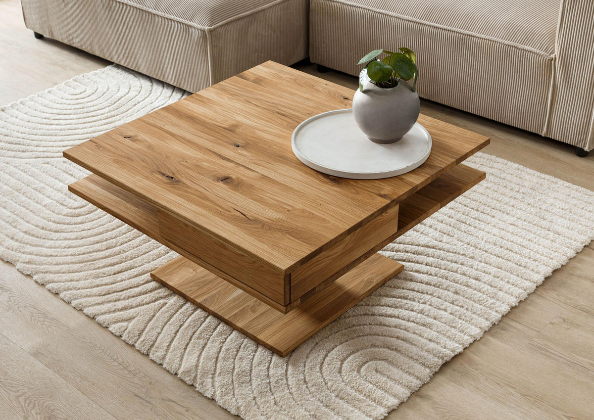 COUCHTISCH Wildeiche 85x85x45 natur geölt WIEN #200 - Naturfarben, Holz (85/85/45cm) - Massivmoebel24