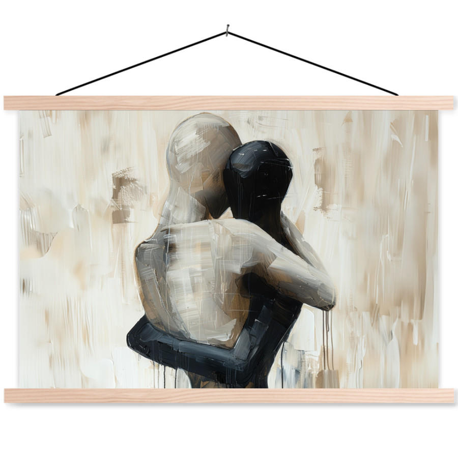 MuchoWow PLAKÁT S MAGNETICKOU LIŠTOU Abstraktní - Láska - Černobílé - Moderní 90x60 cm