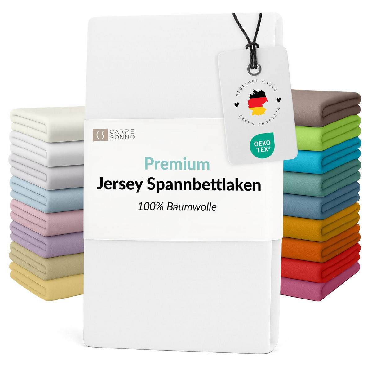 JERSEY-SPANNBETTLAKEN 140x220 - 160x220 Feine Bettlaken aus 100% Baumwolle, Spannbetttuch Laken Uni Weiß - Weiß, Textil (140/220cm) - Carpe Sonno