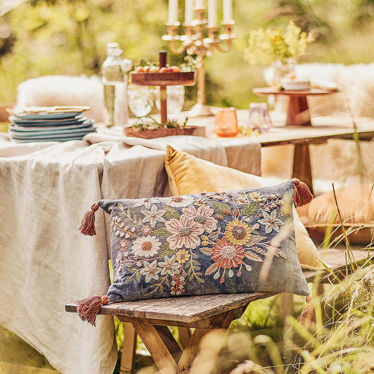 KISSEN Bohemian - Blau, Textil (50/35cm) - Butlers