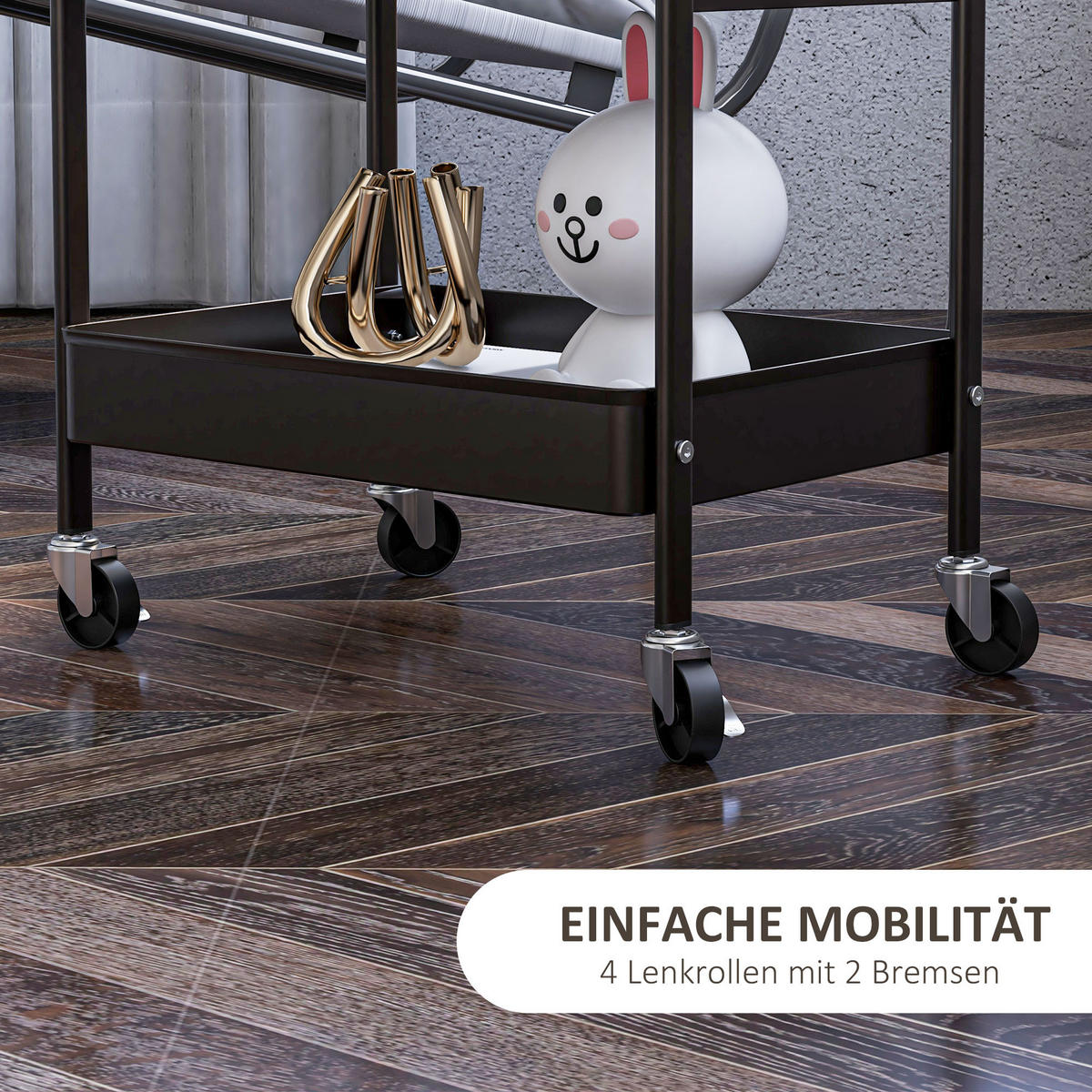 ROLLWAGEN, Servierwagen, Stahl, Schwarz - Schwarz, Metall (30.5/75/53.5cm) - HOMCOM