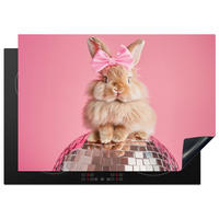 HERDABDECKPLATTE Schleife - Discoball - Kaninchen Herdabdeckung Induktionsfeld 75x52 cm - Pink, Kunststoff (75/52/0.2cm) - MuchoWow
