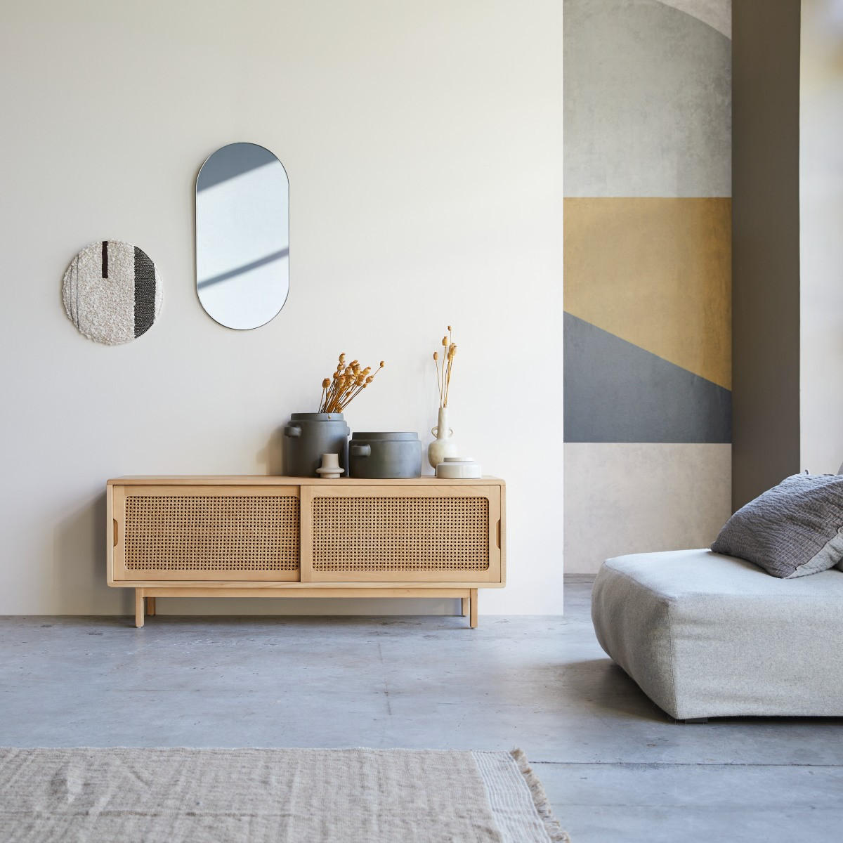 TV-SCHRANK Luis Natur aus Ulme - Naturfarben, Holz (140/52/35cm) - Tikamoon