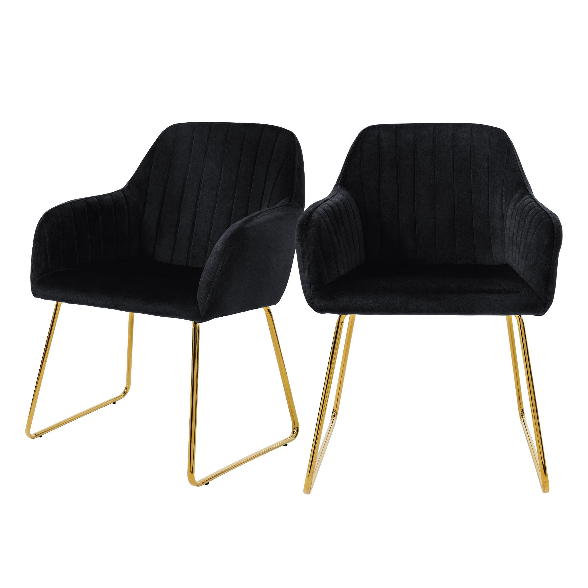 ML-DESIGN JÍDELNÍ ŽIDLE, sada 2 ks, černý samet