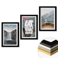 WANDBILDER 3er-Set - 20x30 cm Schwarzer Rahmen - Wasserfall Berge Natur Boot - Schwarz, Kunststoff (20/30cm) - ArtPrintCave