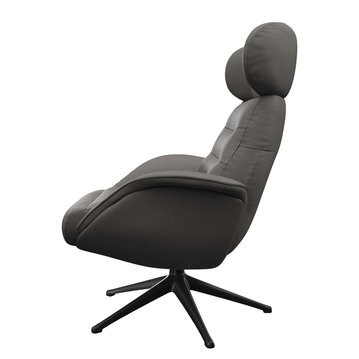 RELAXSESSEL - Grau, Leder/Metall (90/107/90cm) - home24