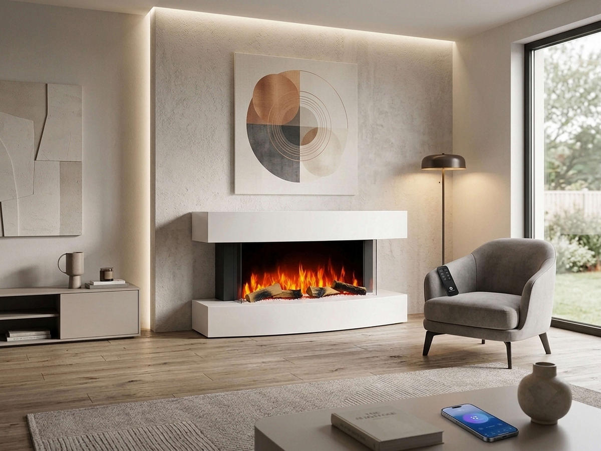 ELEKTROKAMIN Lofoten AF48 – 3D-Flammeneffekt, Heizfunktion, WLAN - Weiß, Glas/Holzwerkstoff (121/59.5/26cm) - ArtiFlame