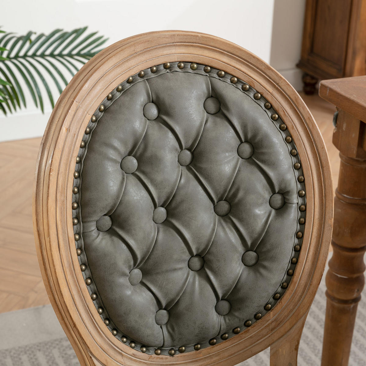 STUHL-SET DE-36374 2 Stück mit Vintage-PU-Lederbezug Olivgrün - Olivgrün, Holz (49/95/59.5cm) - ComfortXL
