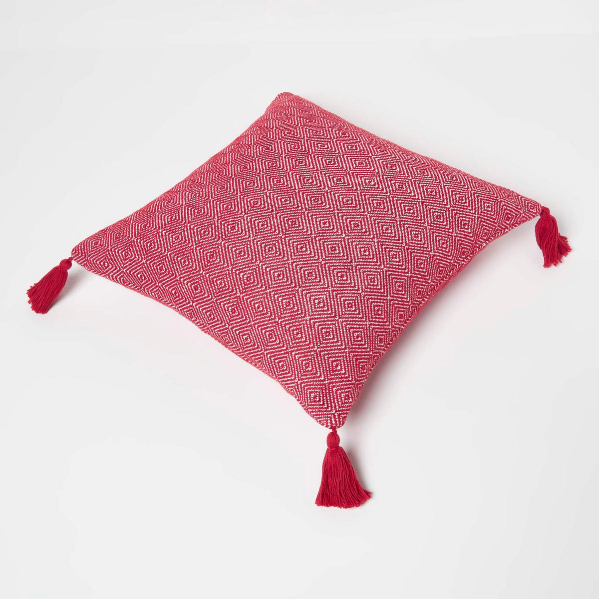 DEKOKISSEN Porto 45/45 cm rot mit Quasten - Rot, Textil (45/45cm) - Homescapes