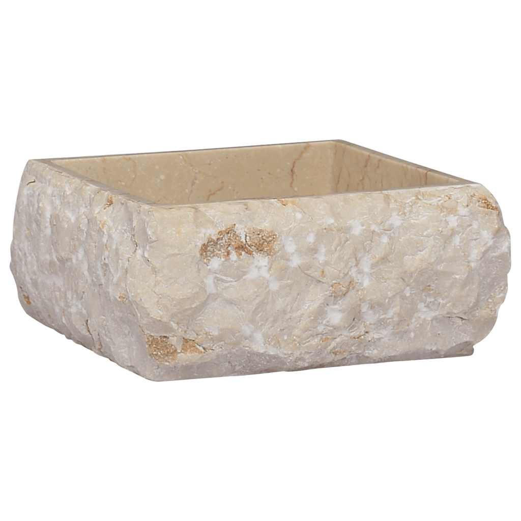 WASCHBECKEN Creme 30/30/13 Cm Marmor - Creme, Stein (30/13/30cm) - vidaXL