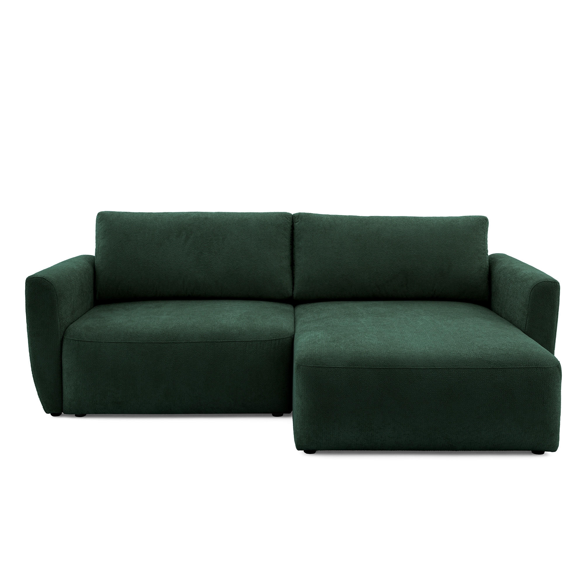 ECKSOFA BELLA L Rechts mit Schlaffunktion 140x205 Velours Dunkelgrün - Dunkelgrün/Schwarz, Holz/Kunststoff (165/230cm) - Muffo