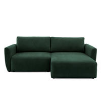 ECKSOFA BELLA L Rechts mit Schlaffunktion 140x205 Velours Dunkelgrün - Dunkelgrün/Schwarz, Holz/Kunststoff (165/230cm) - Muffo